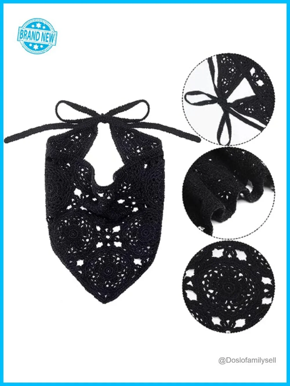 Crochet Head Scarf Bandana Knitted Floral Hair Covering Hair Styling Accessory